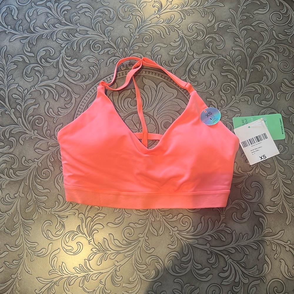 NWT * Forever 21 Neon Coral Cage Back Bra Size XS